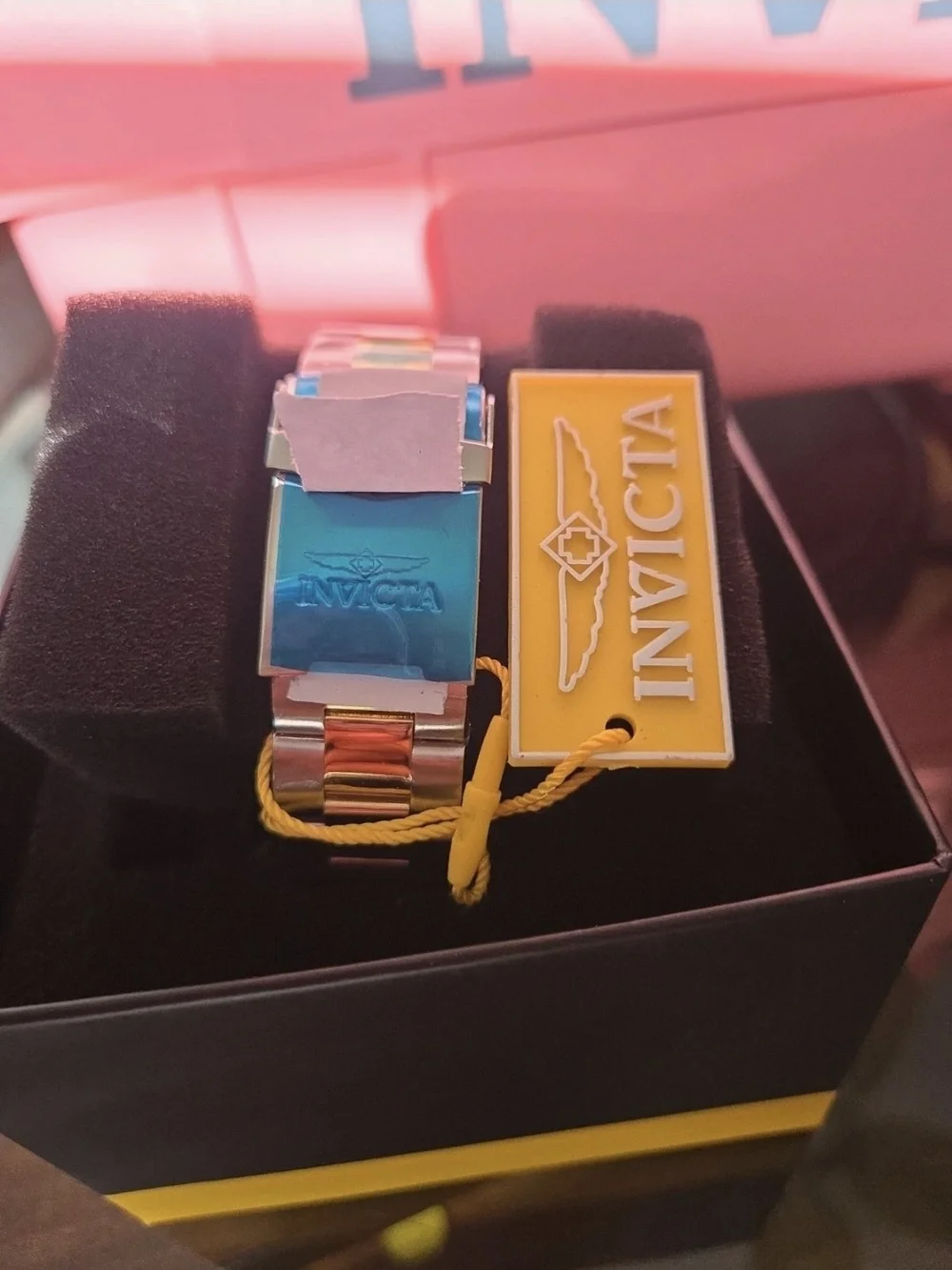 30022Invicta Pro Diver Current Wave 2-Tone Men's Watch Gold Dial Blue Bezel 43mm